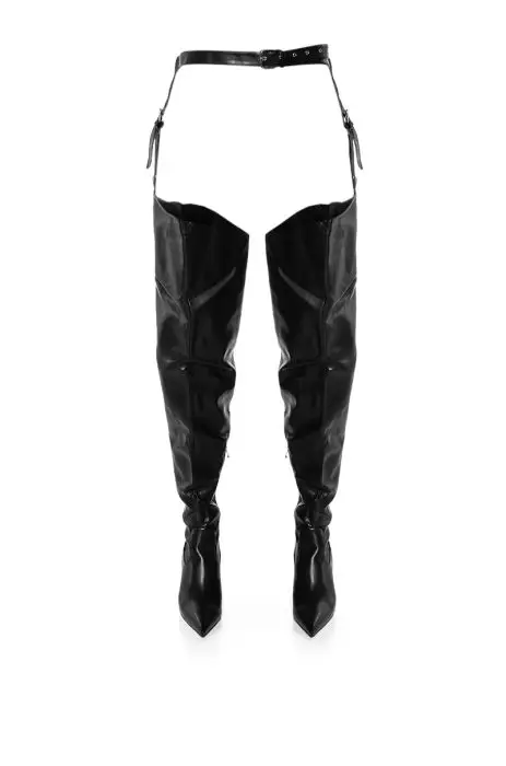 Fashion Black Thigh High Boots Women\'s Sexy Over The Knee Leather Belt Buckles Boots Women Shoes New Autumn Stiletto Heel Boots