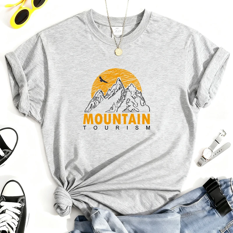 Mountain Cool Letter Print T-shirt Unisex Fashion Casual Cotton T-shirts Summer Short Sleeve T Shirts Streetwear Women T Shirts