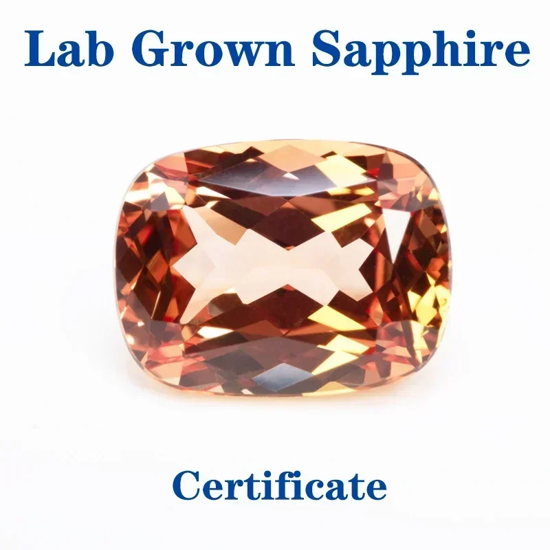 

Lab Grown Sapphire Rectangular Cushion Shape Orange Color VVS1 Selectable AGL Certificate Charms DIY Jewelry Making Material