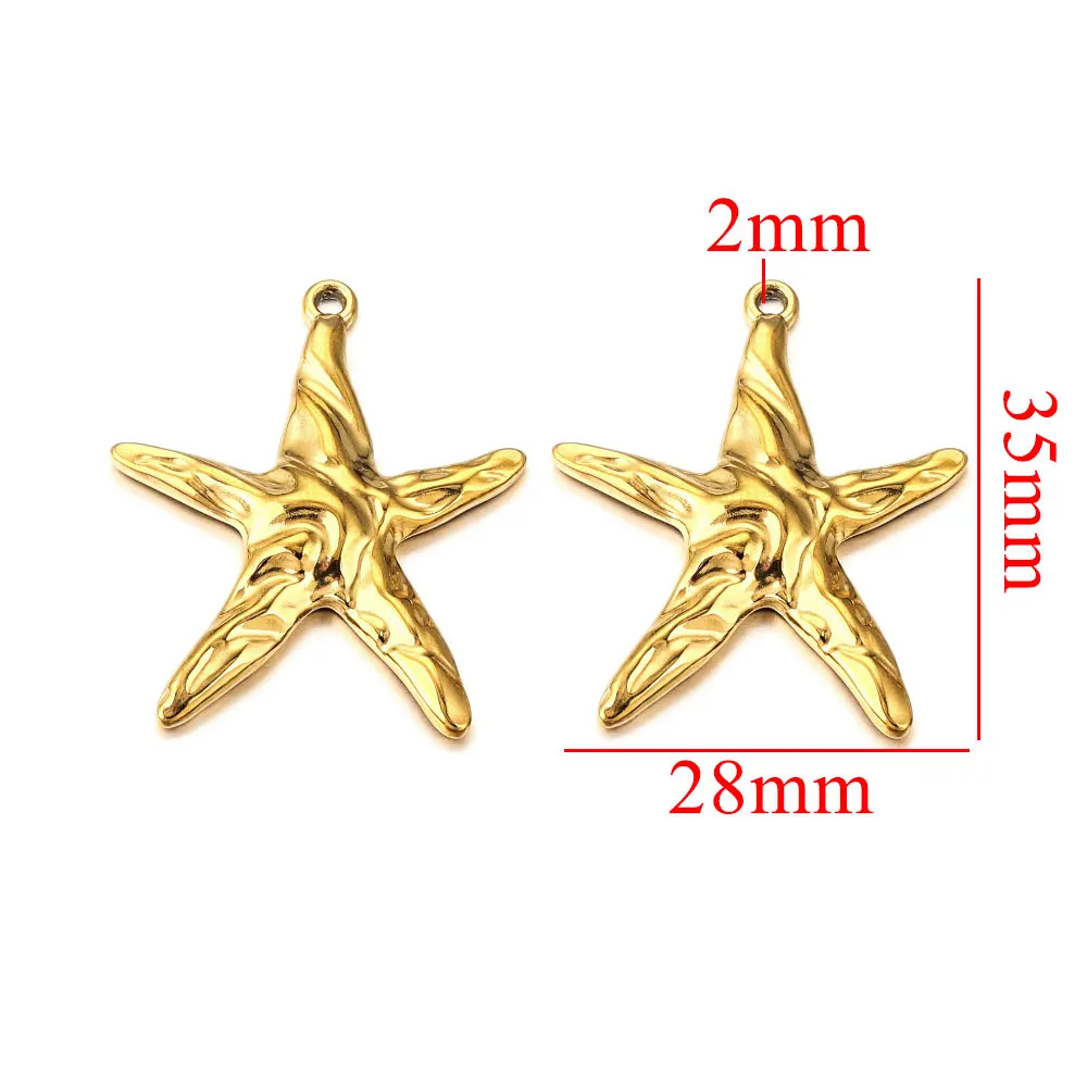 5pcs Stainless Steel Gold Plated PVD Charm Waterproof Starfish Dolphin Shell DIY Necklace Earrings Jewelry Accessories Wholesale