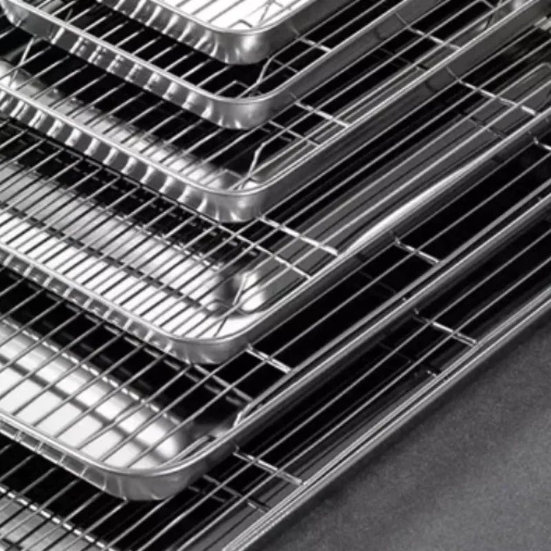 Edelstahl Backblech mit abnehmbarem Kühlregal-Set, antihaftbeschichtet, Grillpfanne, Tablett, Platte, Ofen, Brownie-Rack, Kochen, Bratschale