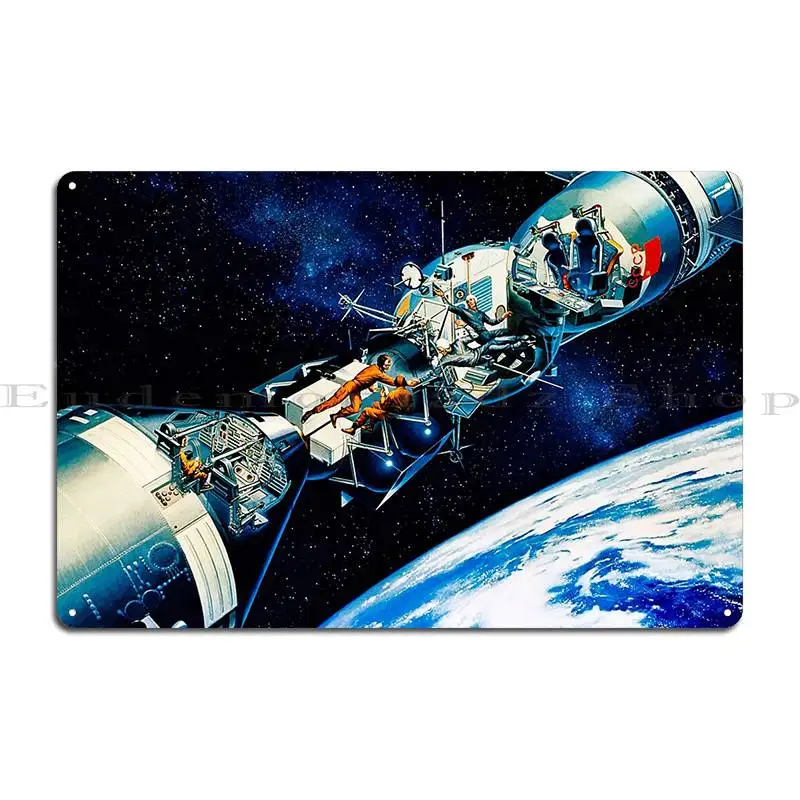 Apollo Soyuz Test Project Artwork Metal Plaque Decoration Living Room Bar Cave Club Design Tin Sign Poster