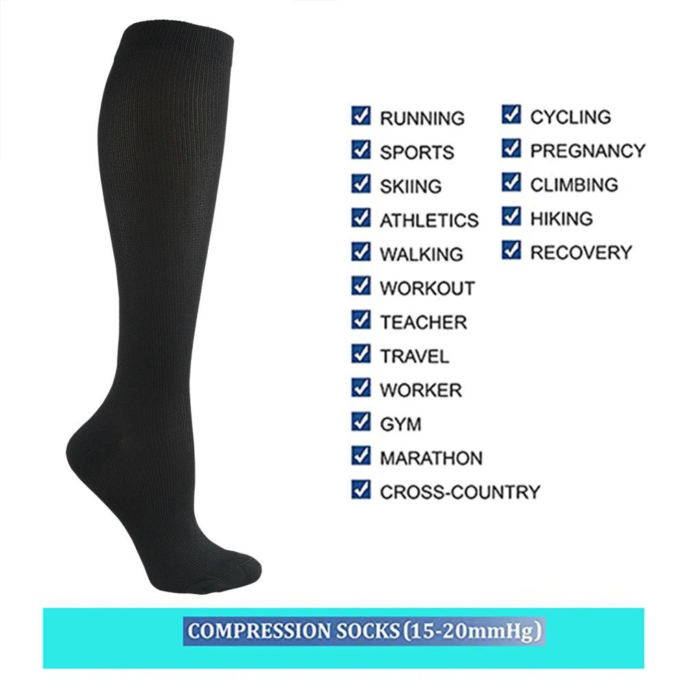 

Unisex Graduated Compression Socks For Varicose Veins Anti Fatigue Sports Socks Suitable For Running Hiking Golf Rugby Driving Flight Travel