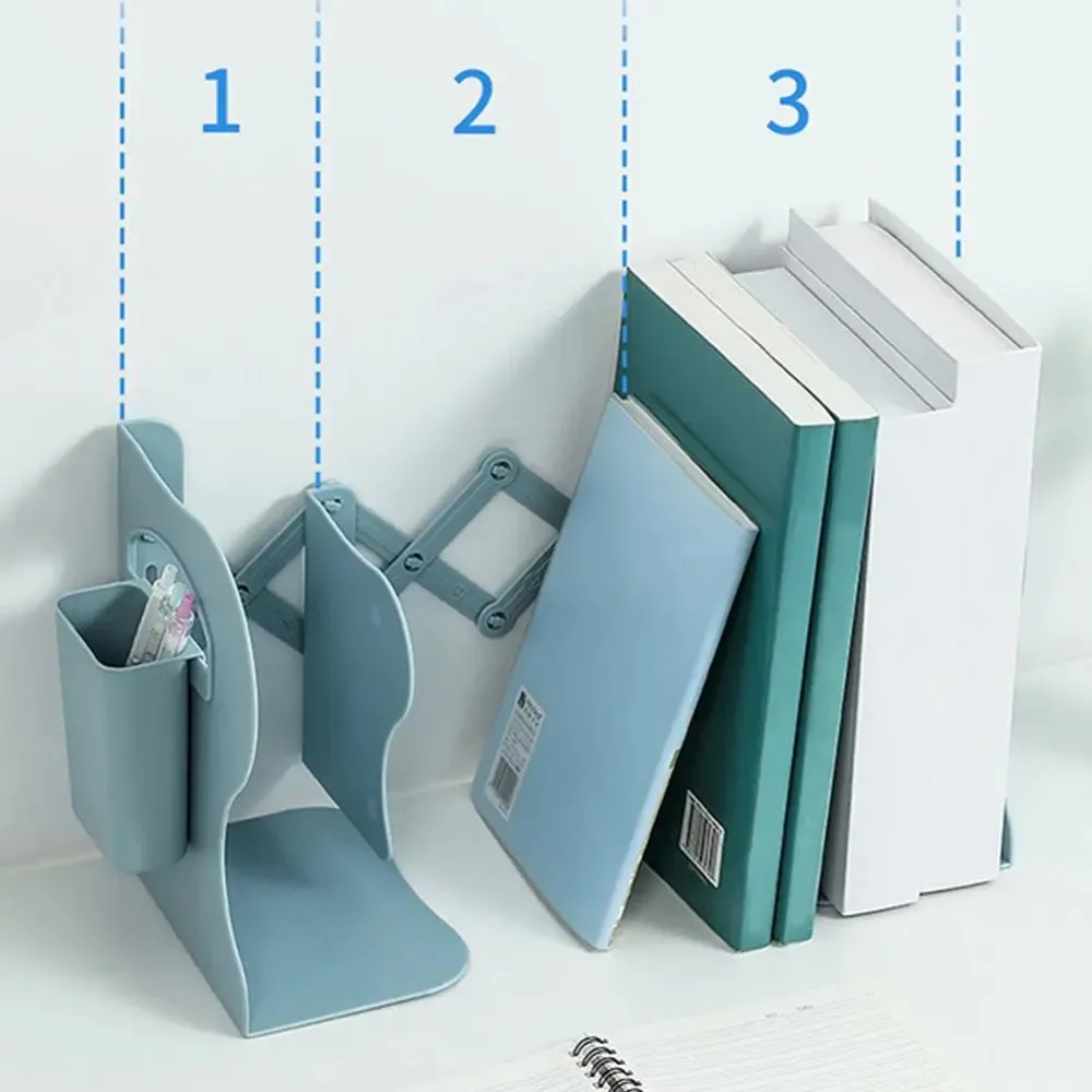 High Quality Adjustable Retractable Book Shelf with Pen Holder Office Stand Scalable Bookend School Supplies Book Support Stand