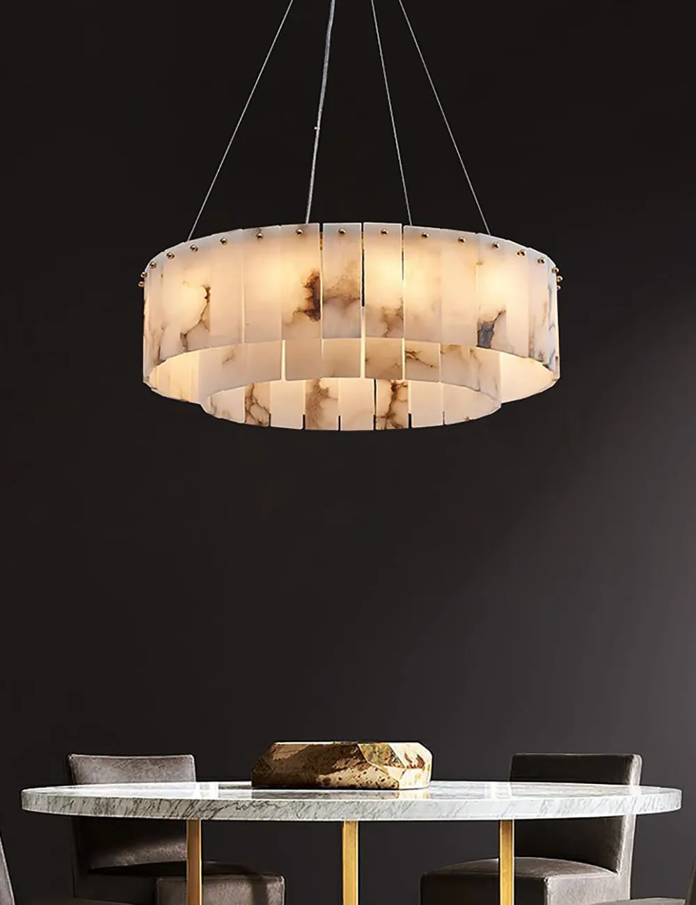 2 Layer Marble Series LED Hanging Lamps Chandelier