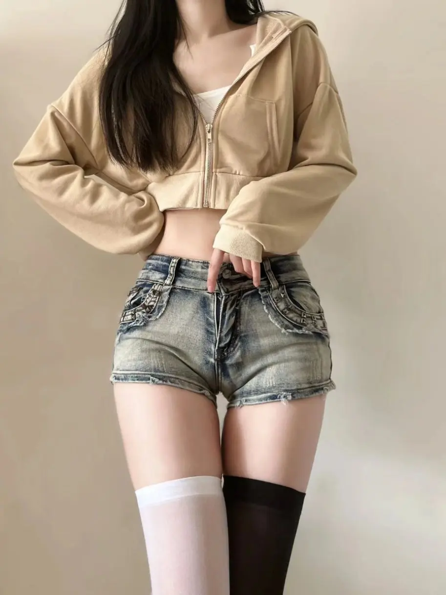 Women's Blue Mini Denim Shorts Vintage 2000s Y2k Gyaru Micro Jeans Shorts Low Rise Hot Cowboy Pants Shorts Clothes Summer 2026