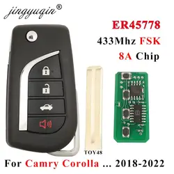 Jingyuqin-toyota Camry、Corolla、wilander、level、rav4、Frontlander、433mhz、fsk 8aチップ、2018、2019、2020、2021、2022用のリモートカーキー