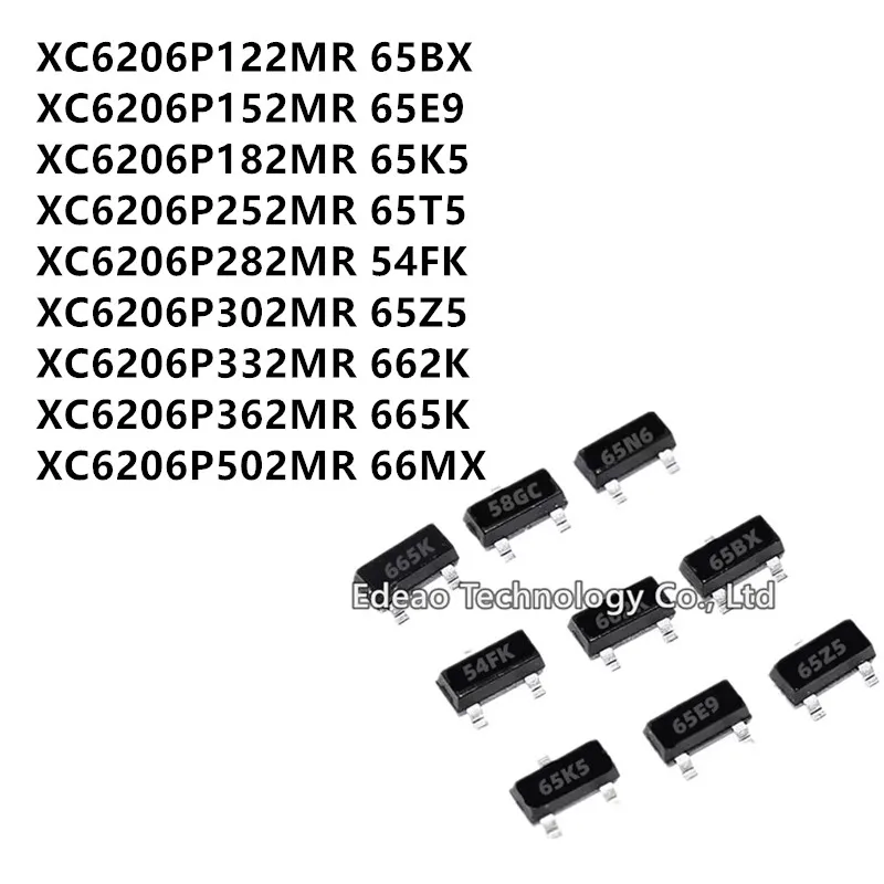 50pcs SOT23 XC6206P122MR XC6206P152MR XC6206P182MR XC6206P252MR XC6206P282MR XC6206P302MR XC6206P332MR XC6206P362MR XC6206P502MR