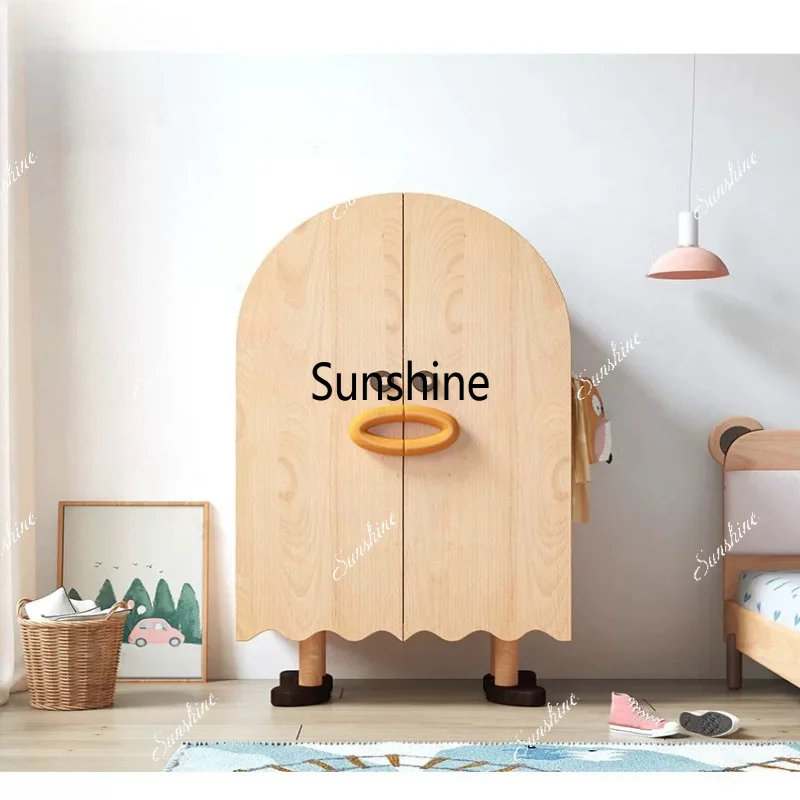 Children's wardrobe solid wood baby storage children's home bedroom cartoon baby