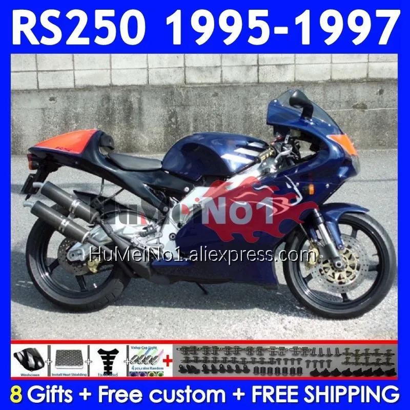 Body For Aprilia glossy blue RS250 RSV250RR RS-250 RSV250 R 317No.19 RS 250 RSV 250 R RR 1995 1996 1997 RS250R 95 96 97 Fairing