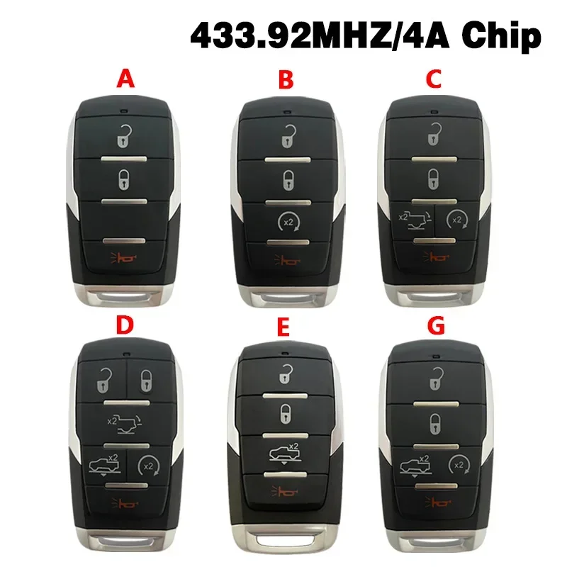 BB Key for Dodge RAM 1500 Pickup 2019+ 433.92MHz ASK PCF7939M 4A Chip FCC ID:OHT4882056 Smart Remote Car Key