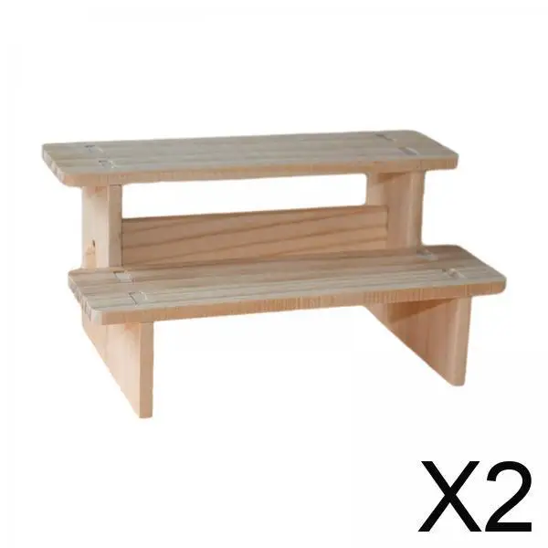 

Rectangle Wooden Display Riser Shelf Stand Storage for Tabletop Crafts Awards Collectibles Home Use