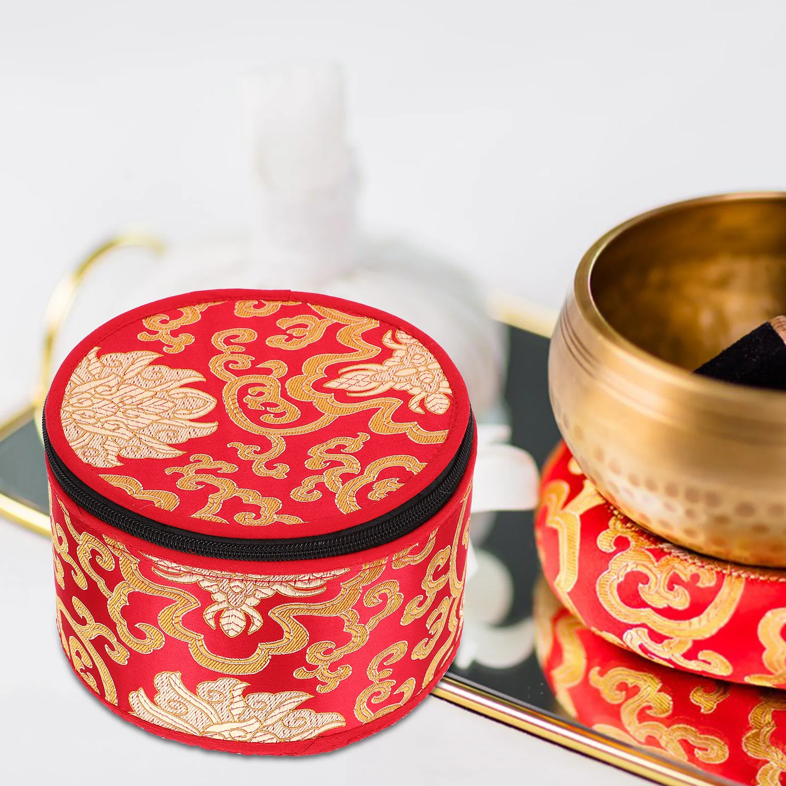 

Buddha Sound Bowl Set Prayer Meditation Tibetan Cotton Singing Carrying Case Instruments