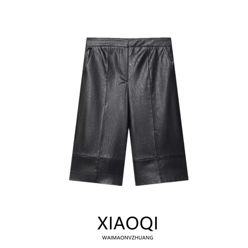 

Зима 2025: Новинка! Женские универсальные повседневные брюки с высокой талией под кожу, прямого кроя, для города.