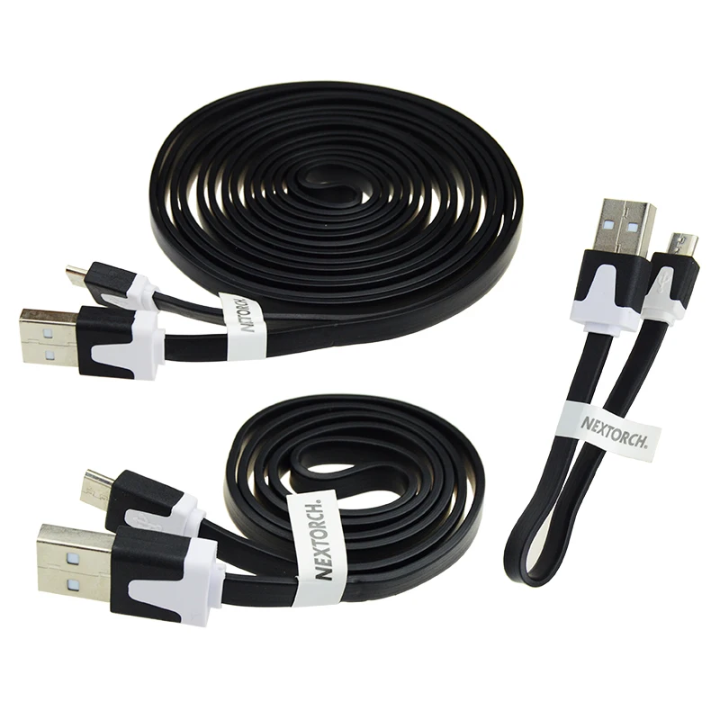 NEXTORCH UCC Flat Line Micro Usb Sync Flashlight Power Charger Cable 6 Inch -8 Feet