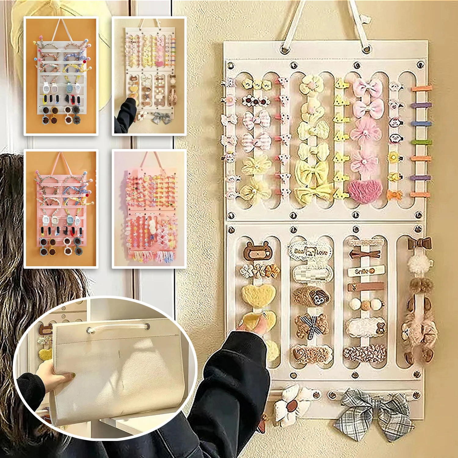 

1/2PCS Hair Claw Clips Organizer Hanging Wall Hair Claws Holder Organizer for Women Girl Hairpin Display Accessories Storage Bag