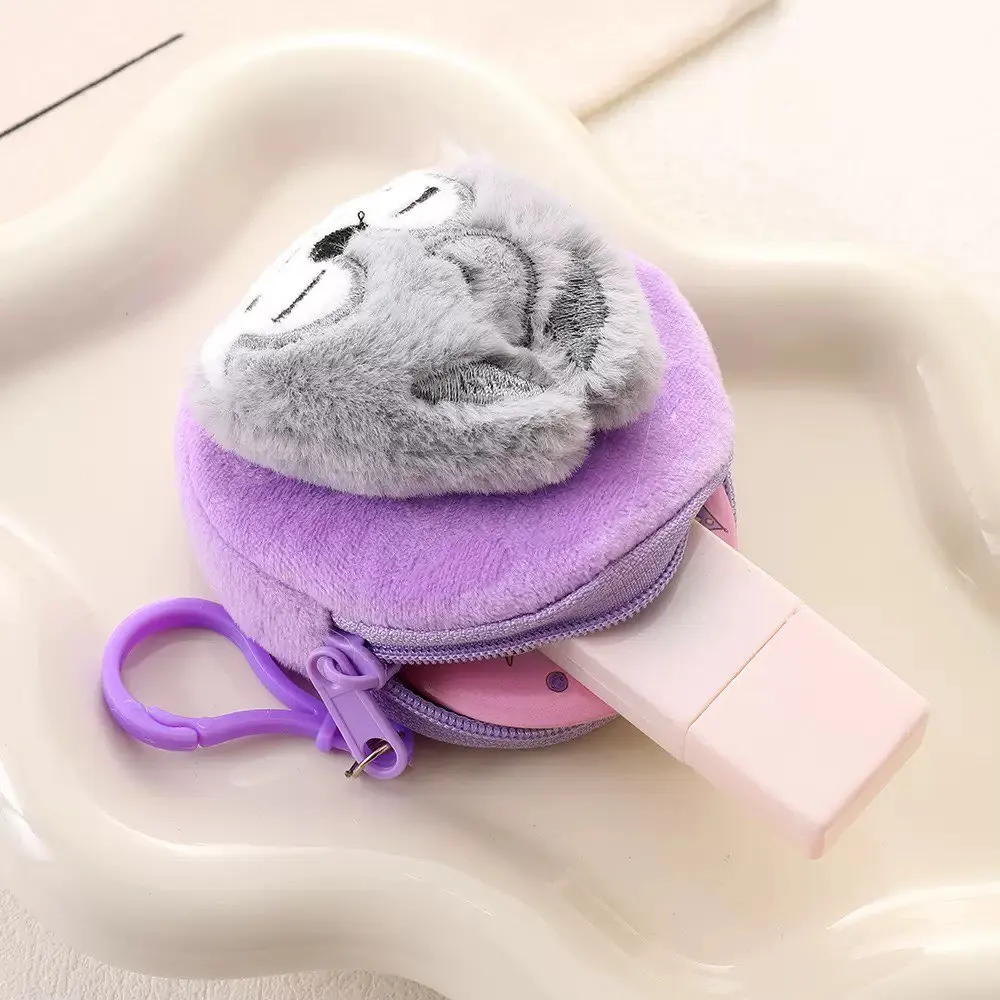 Cartoon Animal Plush Coin Purse Zipper Mini Wallet Cute Rabbit Fox Puppy Duck Wolf Cat Keychain Earphone Storage Bag Gift - view 4