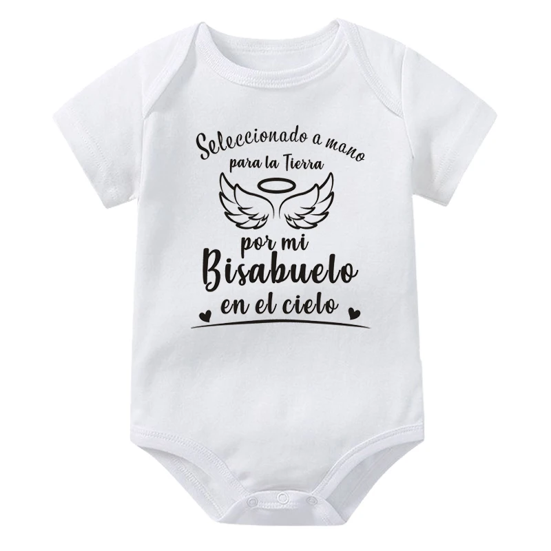 Seleccionado a mano para la Tierra por mi bisabuelo en el cielo Baby Bodysuit Cotton Short Sleeve Body Baby Boy Girl Rompers