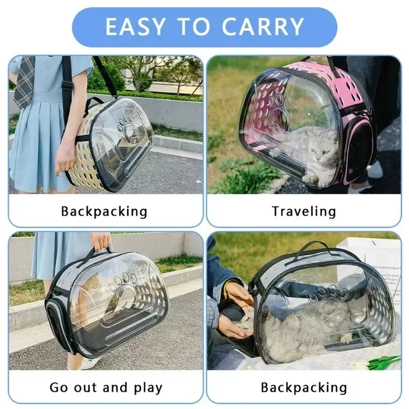 Transparent Pet Shoulder Crossbody Bag Breathable And Portable Pet Outing Cat Backpack Outdoor Travel Handbag Puppy Folding Bag