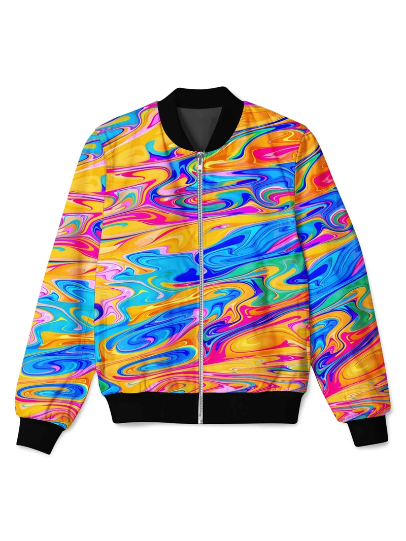 New Psychedelic Graphic Jacket Pop 3D Printed Zipper Men's Jackets Casual Overcoat Loose Kids Zip Up Coat Outdoor Sportwear Top