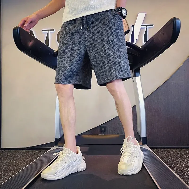 

Свободные мужские короткие брюки Спортивные бегуны Широкие с карманами Спортивные мешковатые пляжные шорты на шнурке без логотипа Модные шорты для мужчин