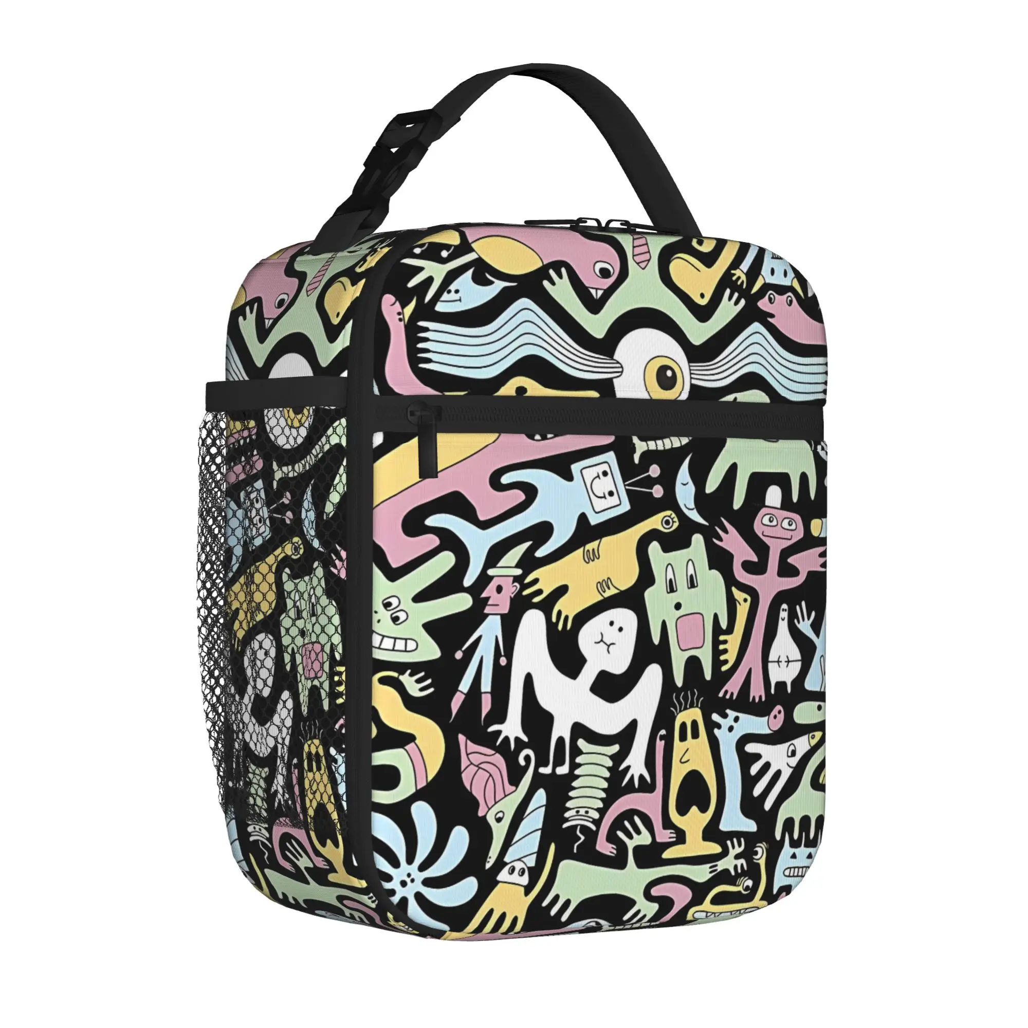 1 Piece Portable Lunch Container Creature Collective Zipper Closure Durable Pocket Back To School For Lunch Box Bag
