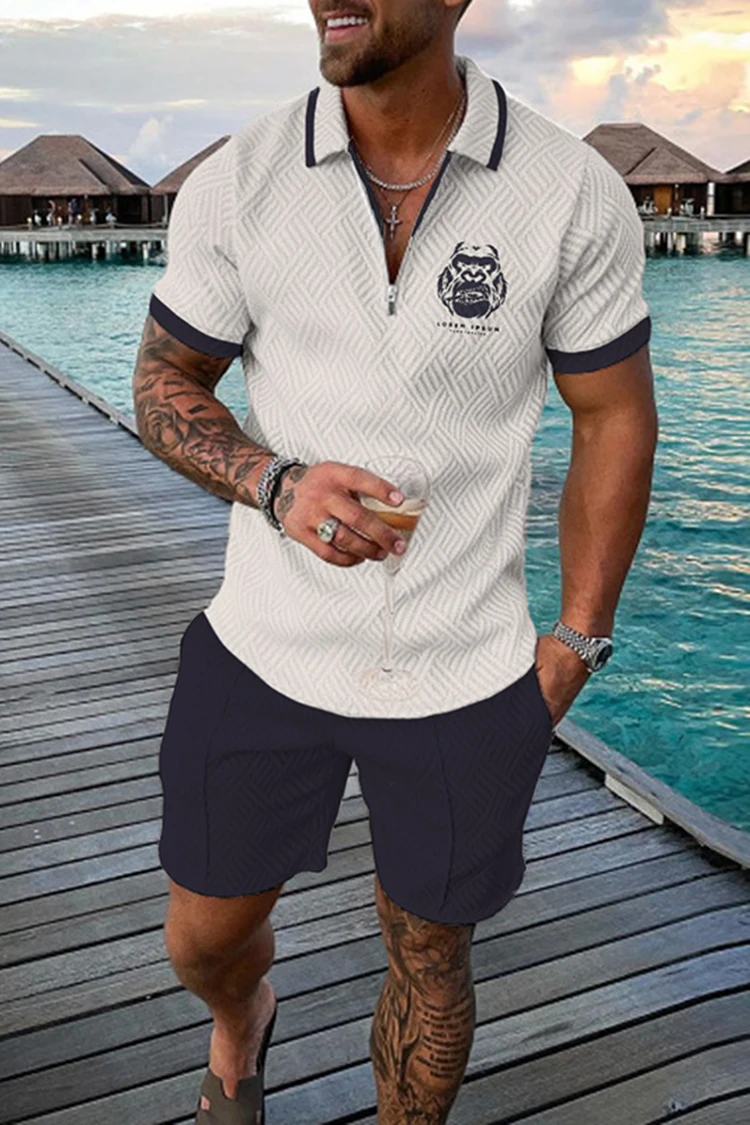 Sommer Herren Luxus Polos hirt Shorts Anzug Modetrend Trainings anzug 2 Stück Vintage Tiger Print Outfit Set männliche Freizeit kleidung – Detail 8