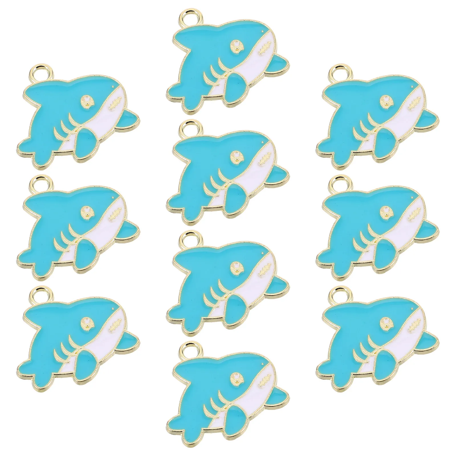 

10Pcs Shark Pendant Shiny Enamel Alloy Charms for Handmade Jewelry DIY Crafts Ocean Themed Pendant Accessories for Kids Adults