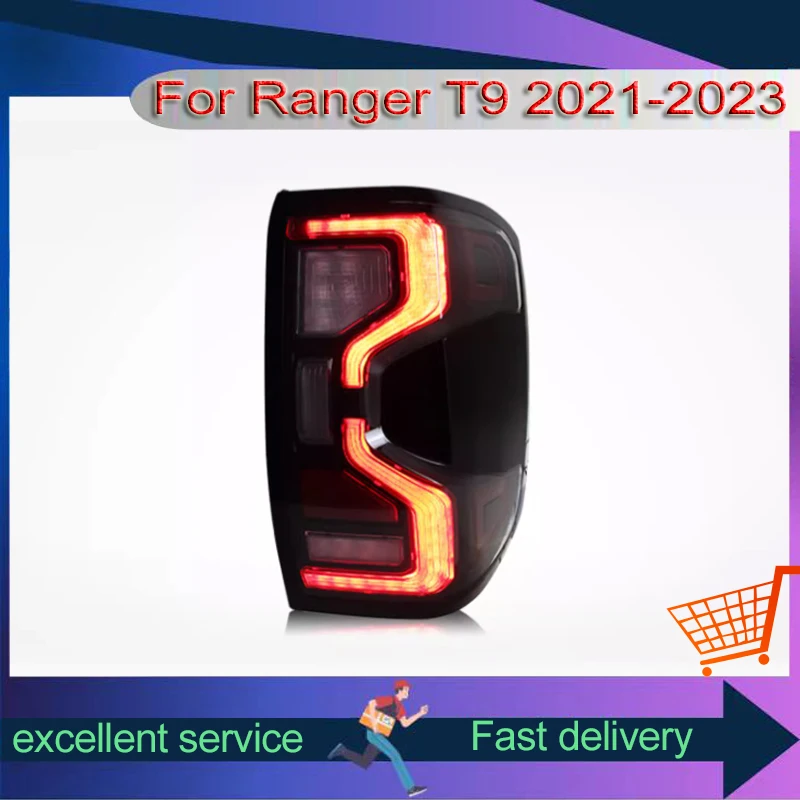 

Новый стильный задний фонарь для Ford Ranger T9 2021-2023, задний фонарь в сборе, ремонт со светодиодными лампами для гонок на лошадях, указатели поворота заднего хода