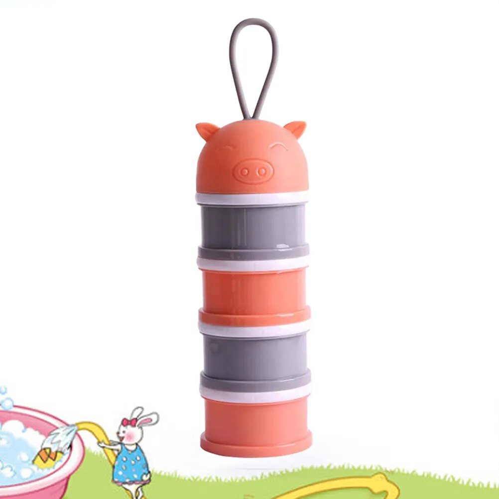 

Four-Layer Baby Food Storage Box Portable Creative Snacks Case Compact Convenient for Travel Orange Snacks Container Secure Safe