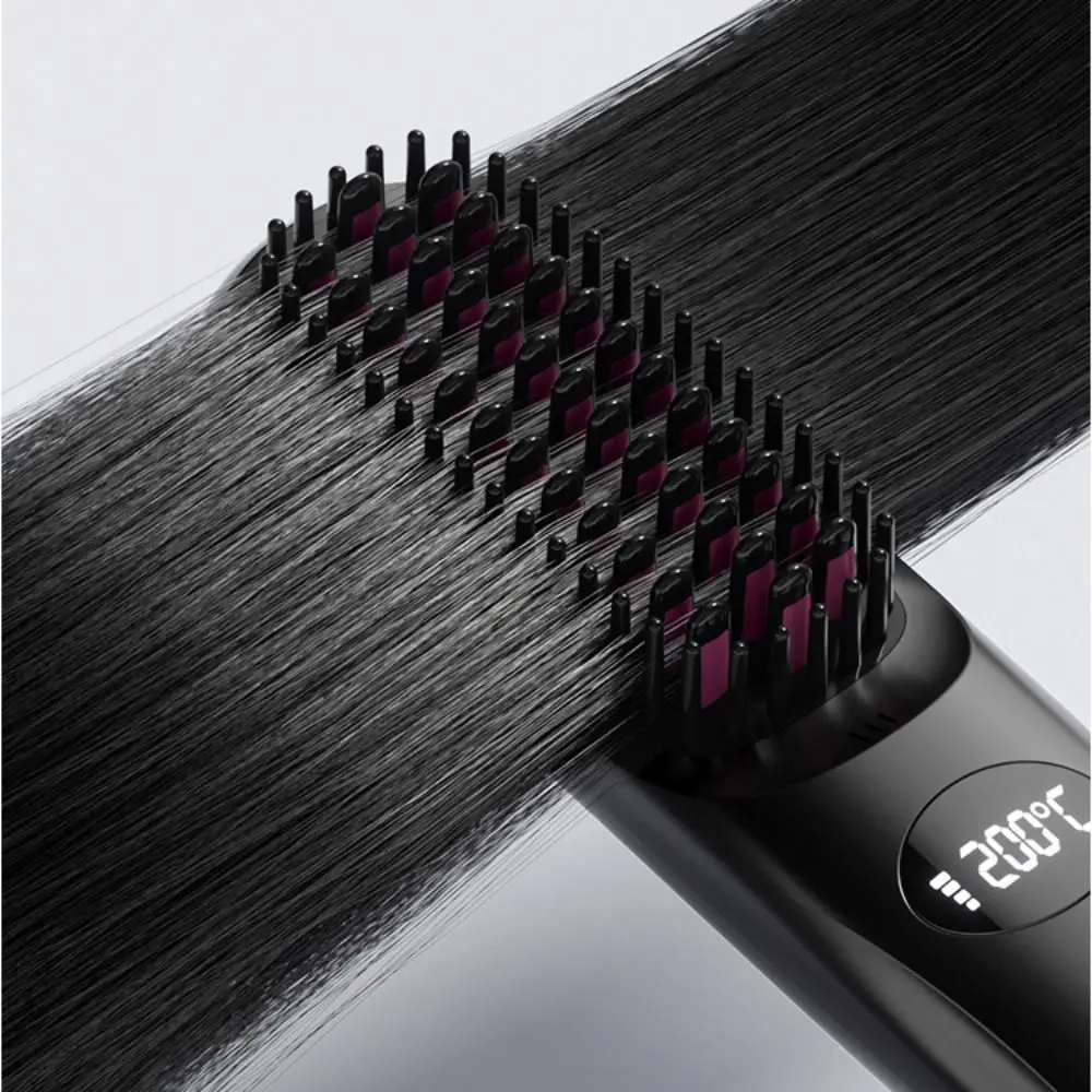 

3 Temperature Settings Electric Hair Straightener Brush Dual-Function Operation Anti-Scald Protection Negative Ion Styling Tool