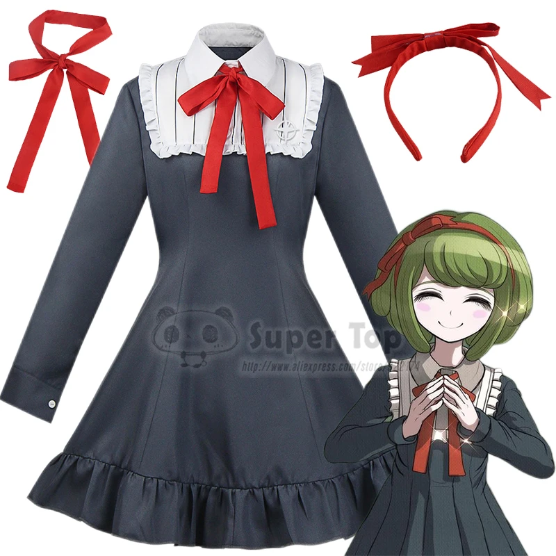 

Danganronpa Game Monaka Cosplay Costume Japanese Girls School Uniform Suit Long Sleeve Dress Set Women Halloween Costume Outfit