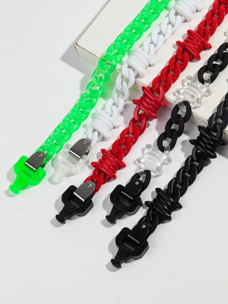 Neue Punk Acryl Dorn Kette Choker Halskette für Frauen Männer HipHop Spike Link Kette Schloss Anhänger Kragen Mode Schmuck Geschenke – Detail 3