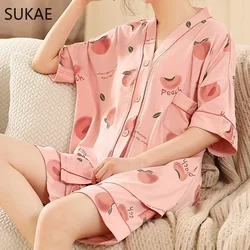 SUKAE Women Clothes Summer Cool Modal Pajama M-5XL Kimono Homsuit Big Size V-neck Pyjama Cartoon Sleepwear Leisure Woman Pijama