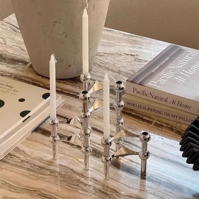 Geometry Molecular Structure Alloy Candle Holder Desktop Candelabra Ornaments Home Livingroom Table Metal Candelabra Decoration
