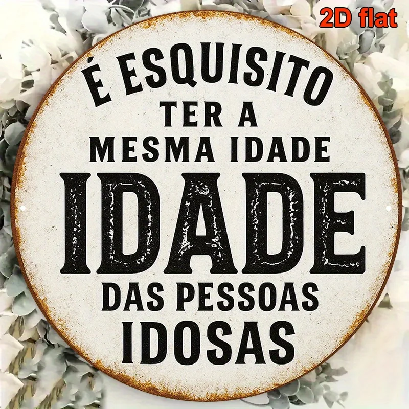 1pc, 8.0x8.0inch Round Portuguese Aluminum Sign, 