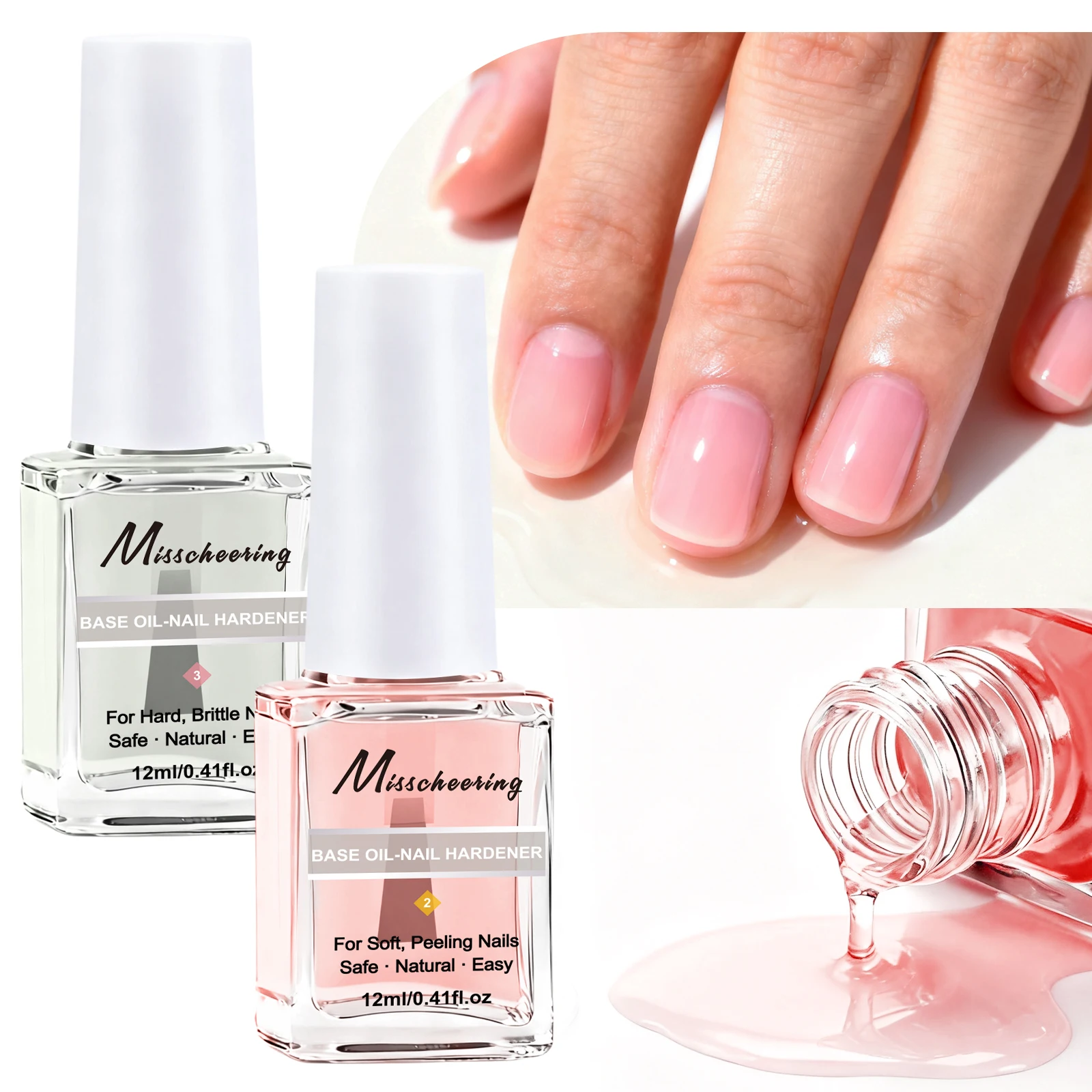 2 szt. Zestaw wzmacniający paznokcie Głęboko nawilża i rozjaśnia paznokcie, używany do naprawy zniszczonych, popękanych, złamanych paznokci, utrzymując ich zdrowie