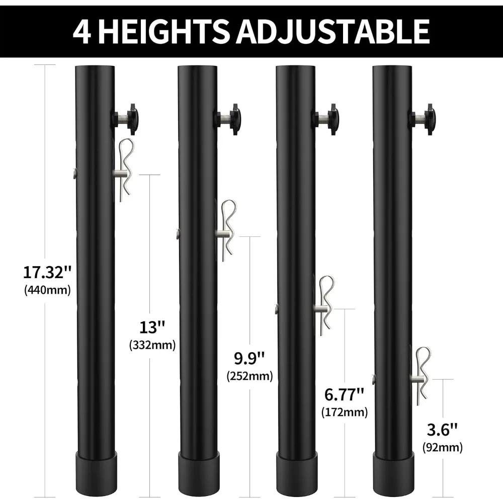 Adjustable Height Table Leg Extensions, 8 Pack, 4 Level Settings, Suitable for Straight or Bent Legs, 3.6 to 9.9 Inches Incremen