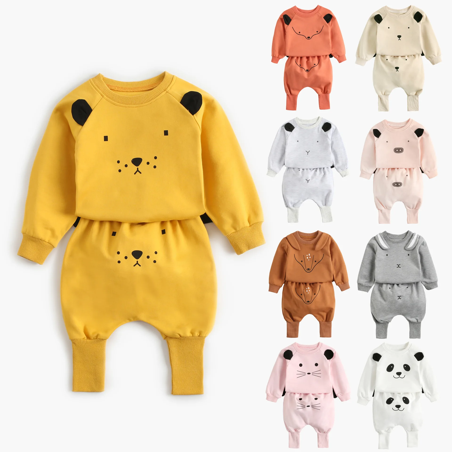 Sanlutoz Autumn Baby Clothing Sets Cotton Toddler Tops + Long Pants 2pcs Unisex Cute Animal Printed Clothing