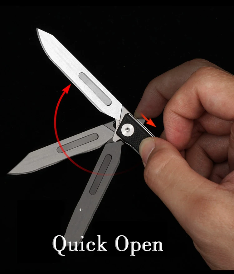 G10 Handle Scalpel Carbon Steel Removable Blade Folding Knife EDC Outdoor Unpacking Pocket Key Knife Self Defense Camping 60# Bl