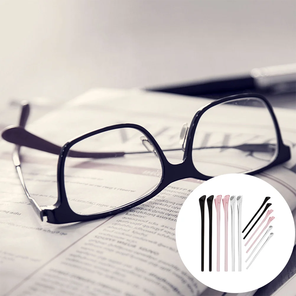 

12pcs Eyeglasses Grips for Eyewear Non Slip Temple Tips Replaceable Plastic Ear Cushions Sunglasses Accessories