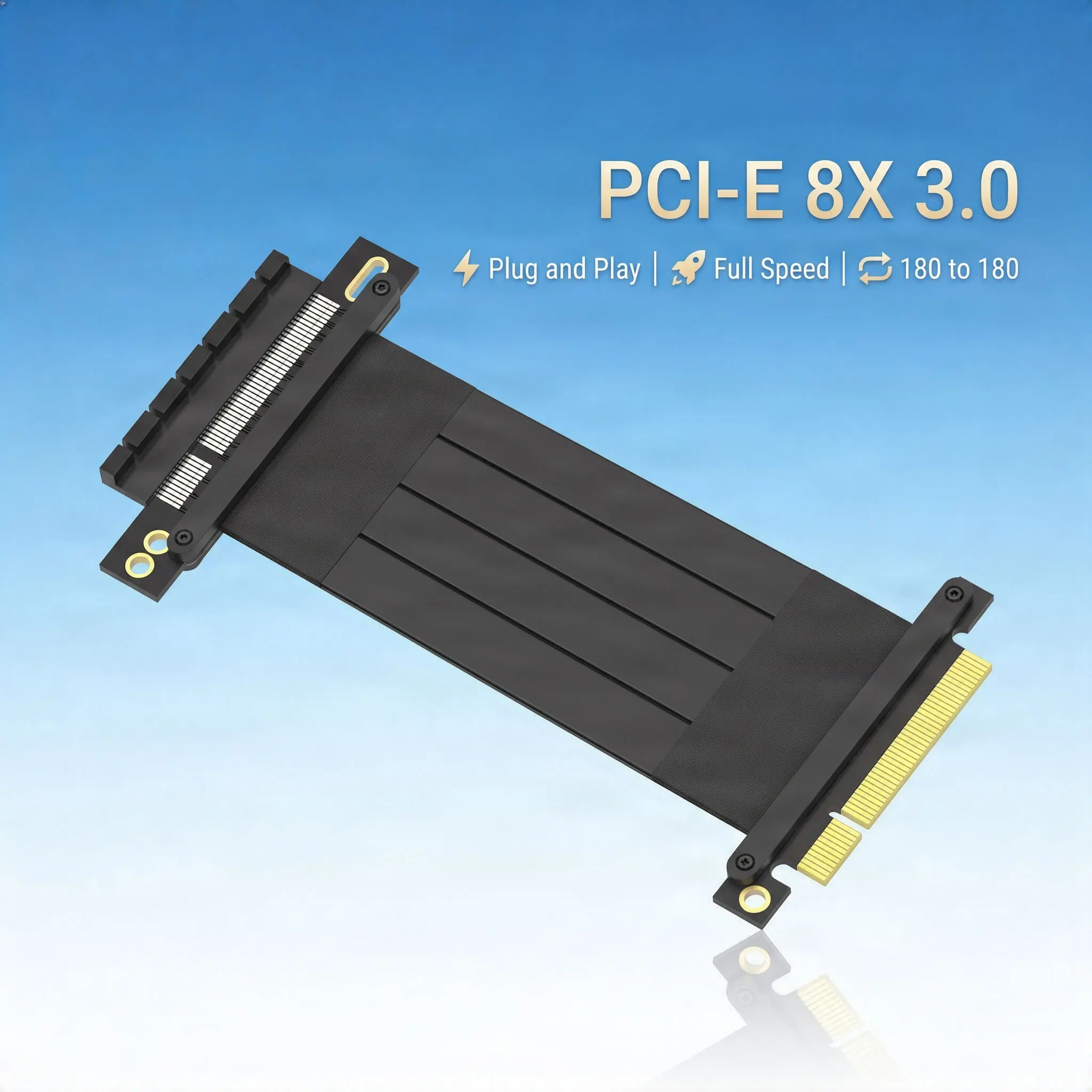 PCI-E 8X Riser Cable PCIe 3.0 Extension Cable Flexible PCIe 8X Riser Ribbon Cable For Server Home NAS PCIe Expansion Upgrade GEN