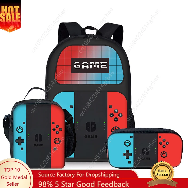 

Game Console Design Three Piece Set Backpacks For Boy And Girls Best Gifts 2D Flat Cartoon School Backpack For Children