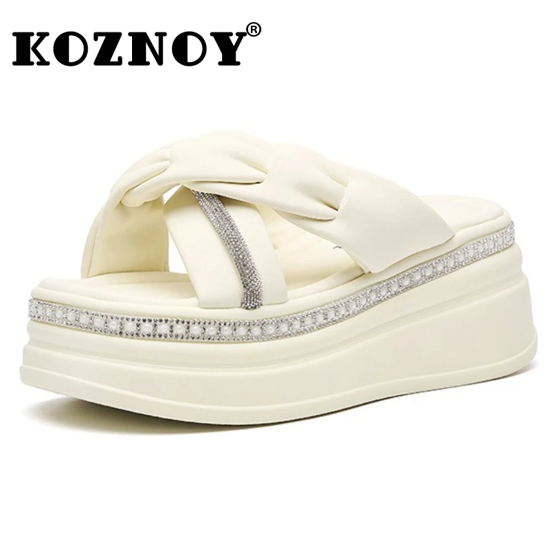 

Женские шлепанцы из микрофибры Fujin 7 см, Zandalias De Mujer, женские шлепанцы с пряжкой на платформе и открытым носком, сандалии на танкетке, шлепанцы