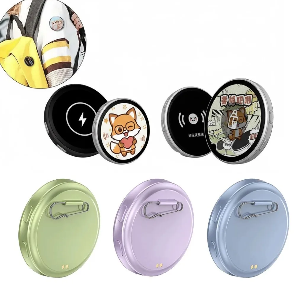 Pin Inteligente con Pantalla Dinámica HD para E-Badge, Pin Digital Bluetooth con Control por Aplicación para Fotos y Animaciones