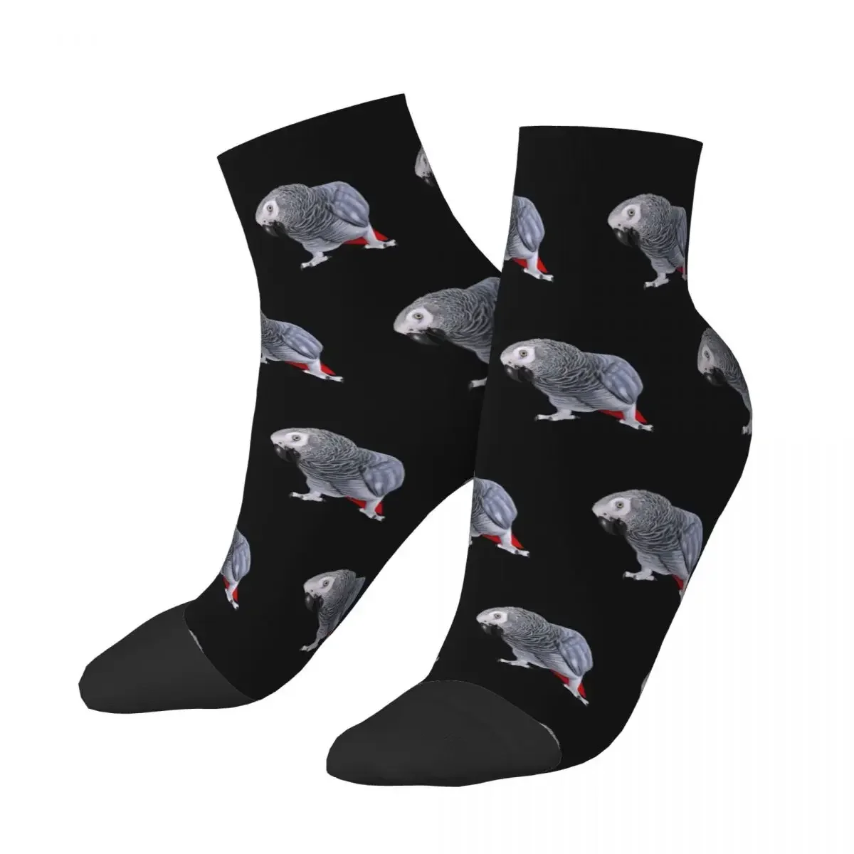 African Grey Parrot Bird Men Women Crew Socks Unisex Novelty 3D Print Psittacine Dress 