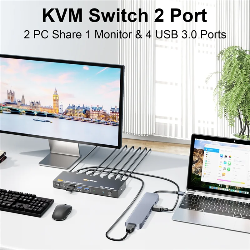 

Новинка 2025 года — KVM-переключатель KCEVE 8K HD, компьютер, динамики, клавиатура 8K при 60 Гц, 4 к, 120 Гц, выход USB3.0 + 1 штекер Type-C EU