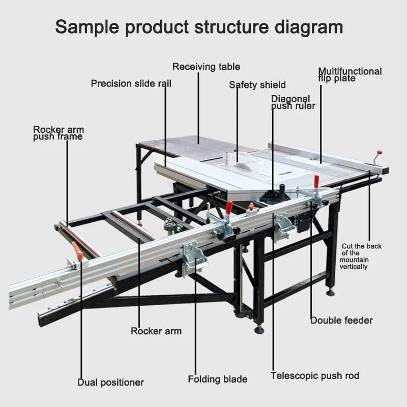 Multi-function Woodworking Push Table Saw Foldable Brushless Rocker Arm Precision Workbench Portable Folding Tables For Workshop