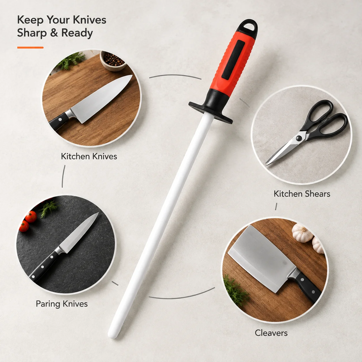 Knife Sharpening Rod Ceramic Knife Sharpener Sharpening Steel Quickly Sharpening System Professional Kitchen Tool