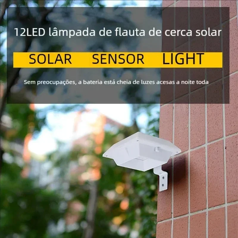 Luz de inundación de seguridad de farola solar LED para exteriores, impermeable blanco/cálido 12 LED encendido/apagado automático del atardecer al amanecer, para patio, puerta